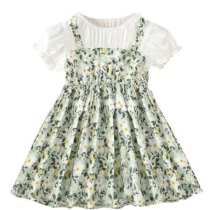 TAGAS Baby-Girl's Mario Rib A-Line Standard Length Dress - Green, 12-18M
