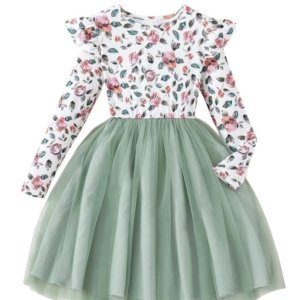 Niren Enterprise Girls Modal and net Fabric Full Sleeve Knee Length Frock